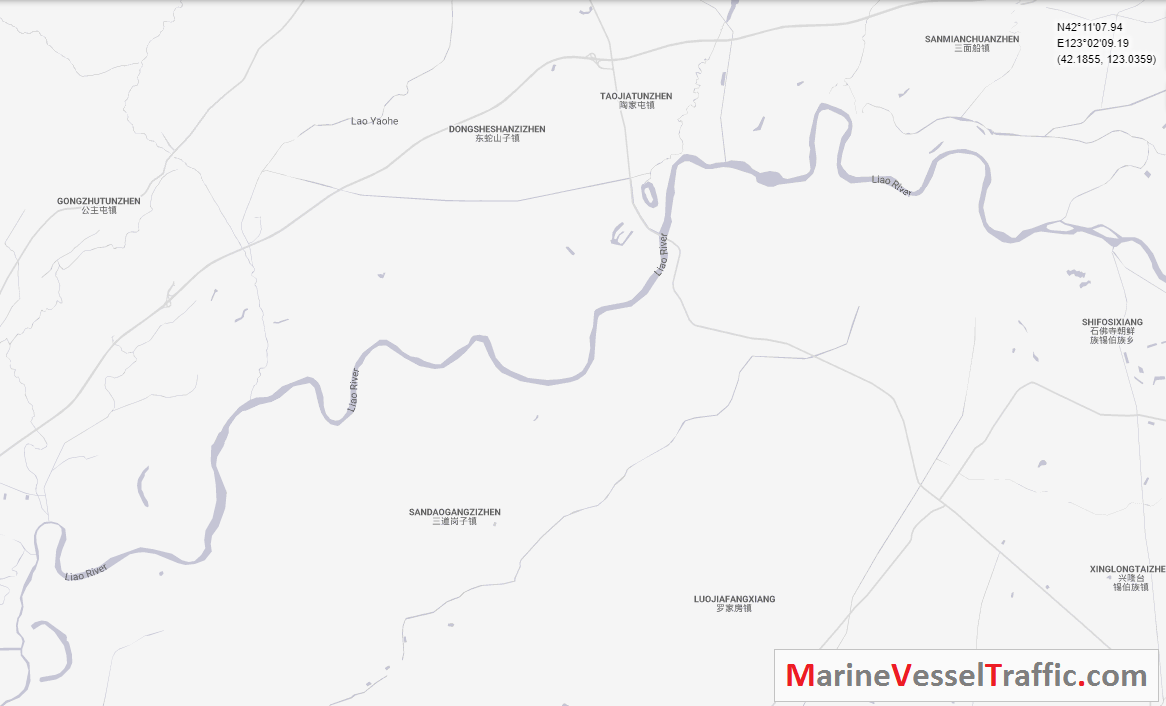 Live Marine Traffic, Density Map and Current Position of ships in LIAO RIVER